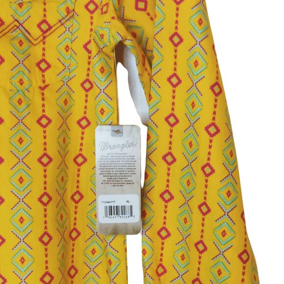 Wrangler Girls Yellow & Red Aztec Print Long Sleeve Button-Up Shirt XL - Picture 3 of 5